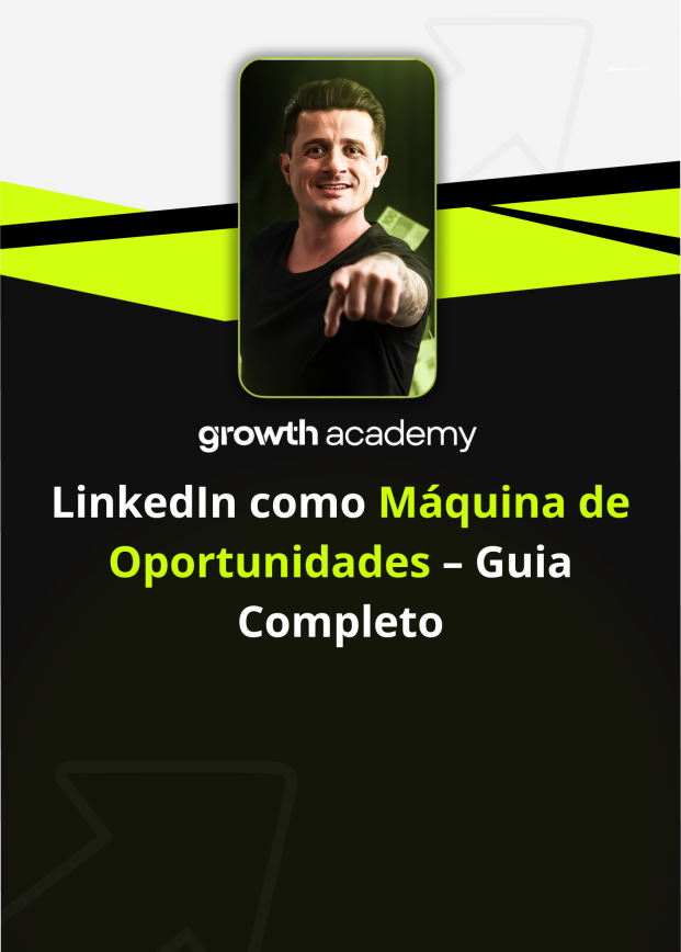 Capa do guia completo LinkedIn como Máquina de Oportunidades, com foco em estratégias de otimização de perfil e mensagens.